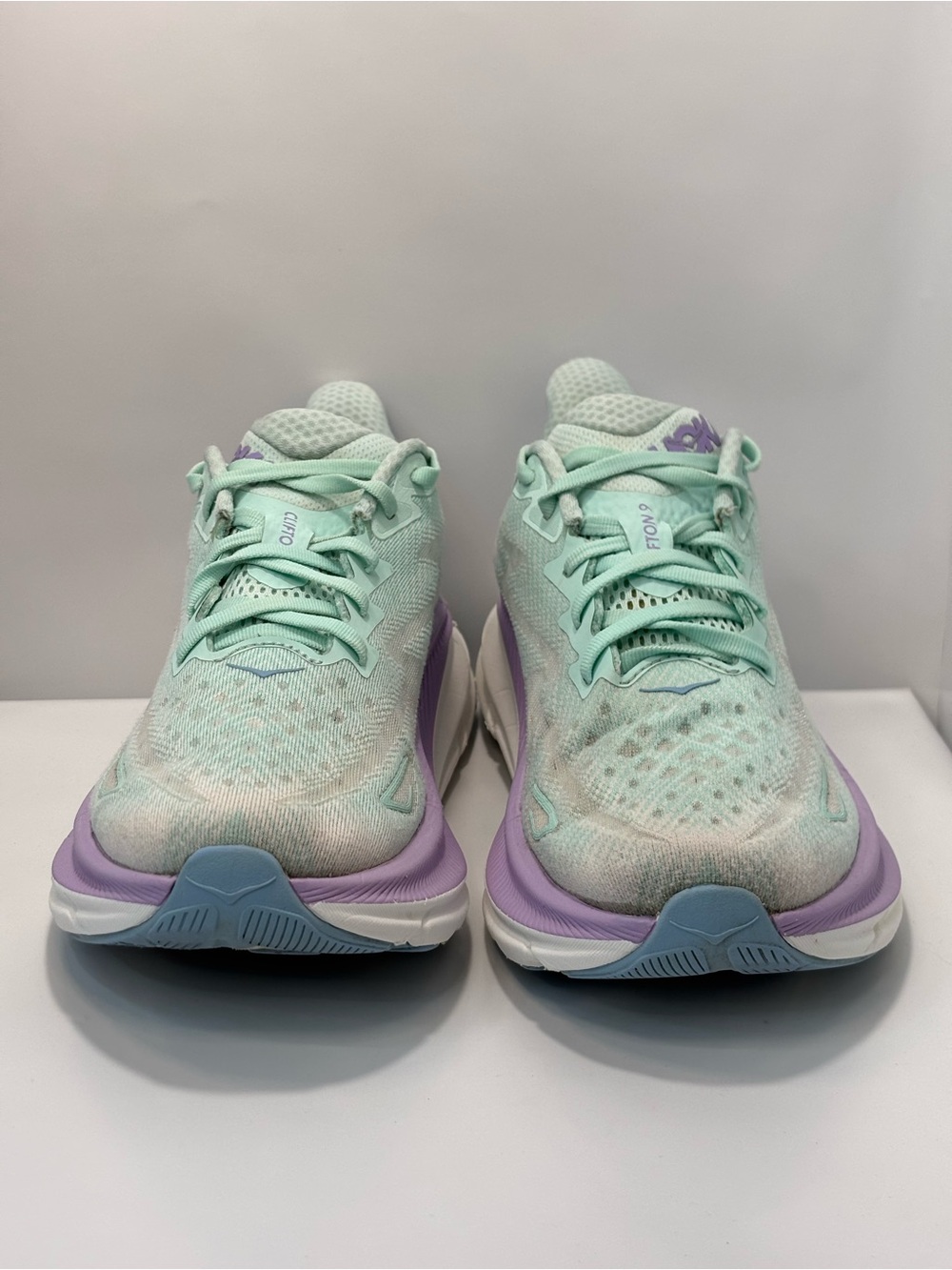 Hoka Clifton 9 Women's Size 10B Running Shoes Mint Green/Purple/White Sneakers - Picture 7 of 16